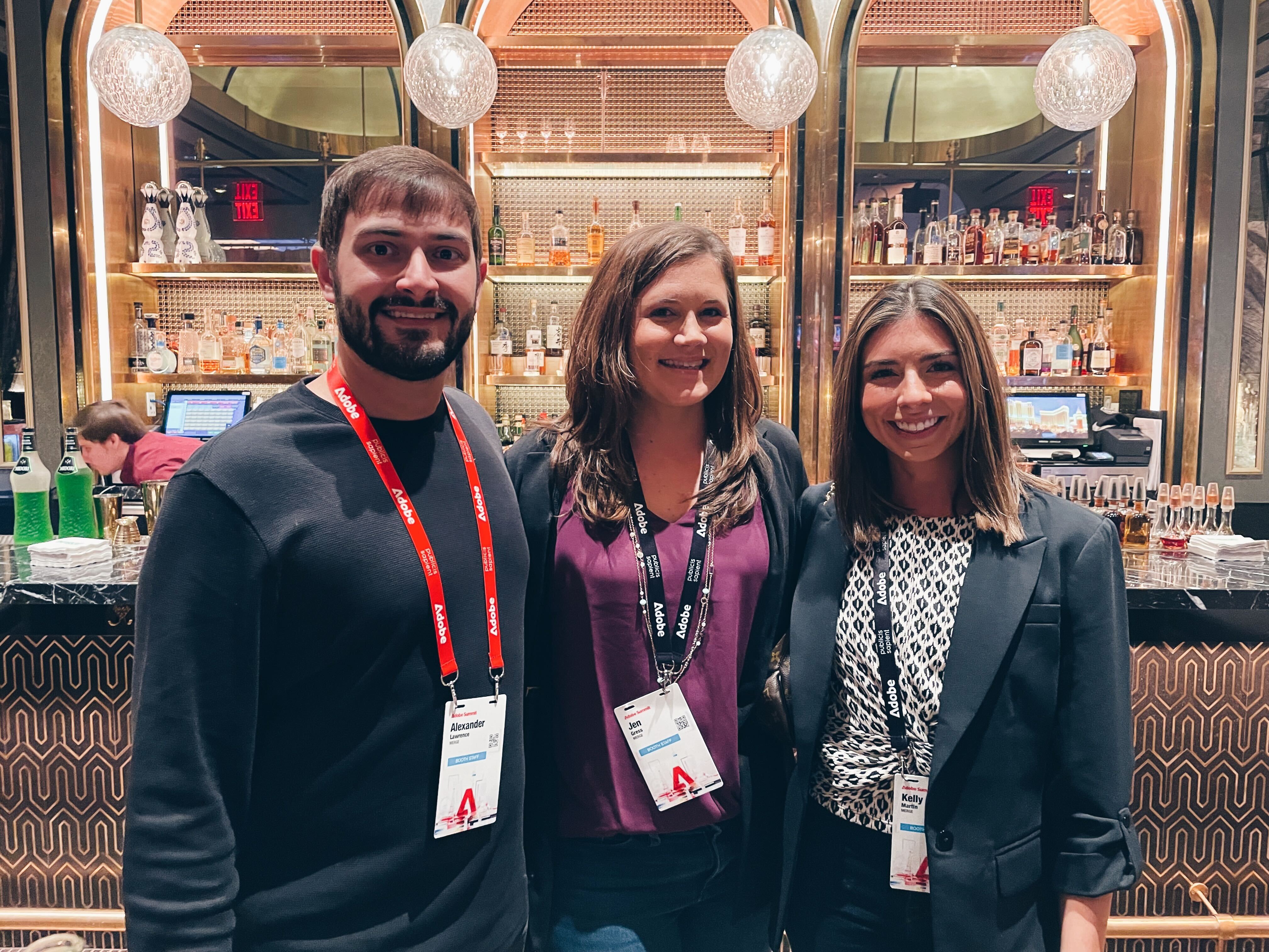 A few members of the MERGE sales team, Alexander Lawerence, Jen Gress, and Kelly Martin, at the private cocktail event.