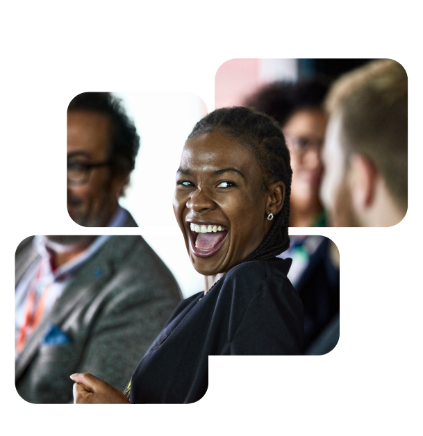 Woman smiling with colleagues